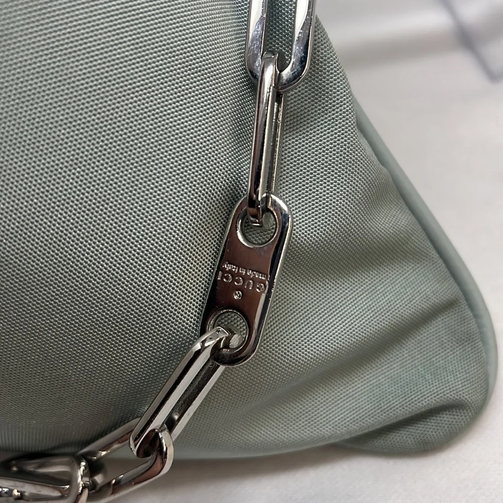 Gucci Ballistic Nylon & Leather Seafoam Drawstring Shoulder Bag